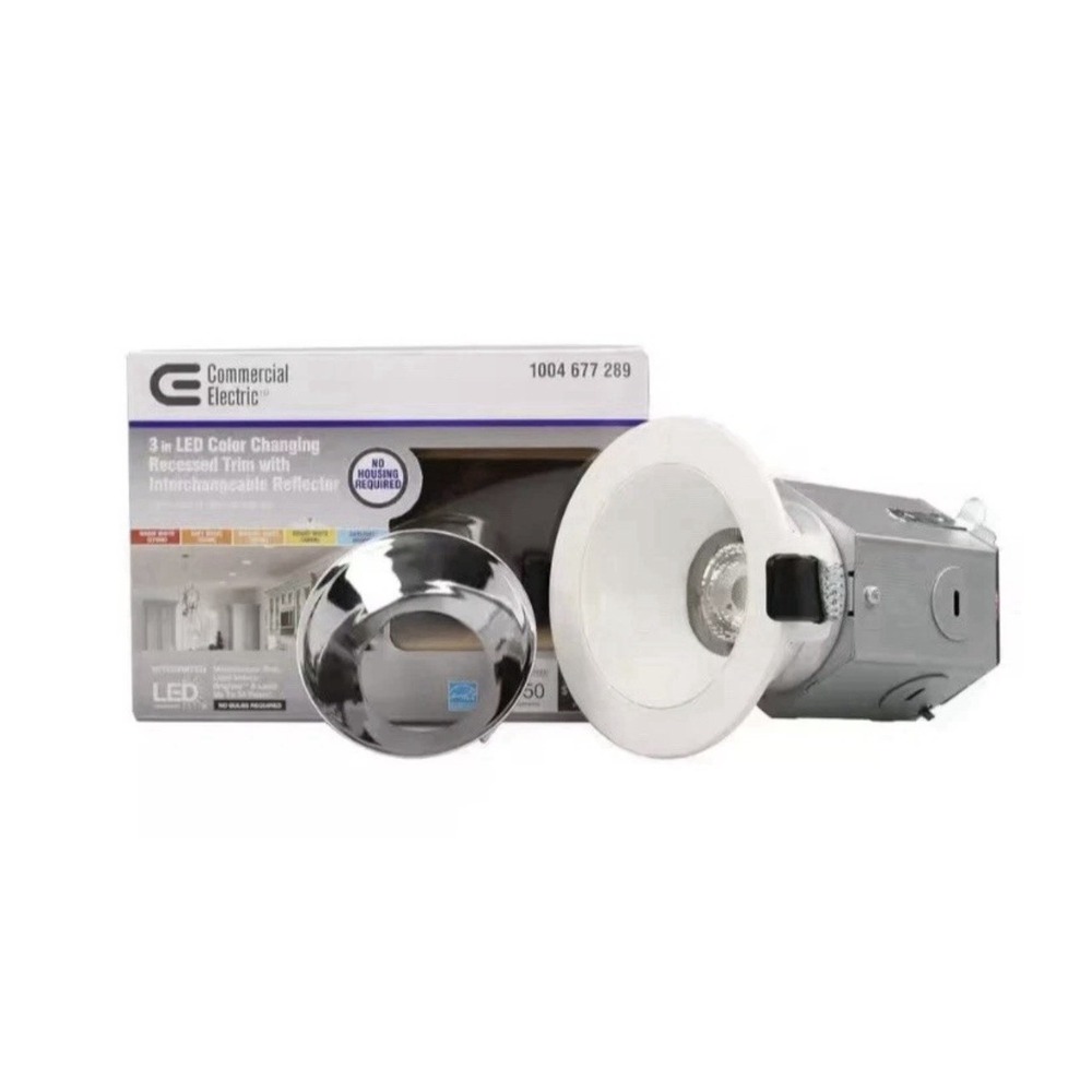 2-Commercial Electric 3" LED Color‎ Changing Recessed Trim White 1004 677 289